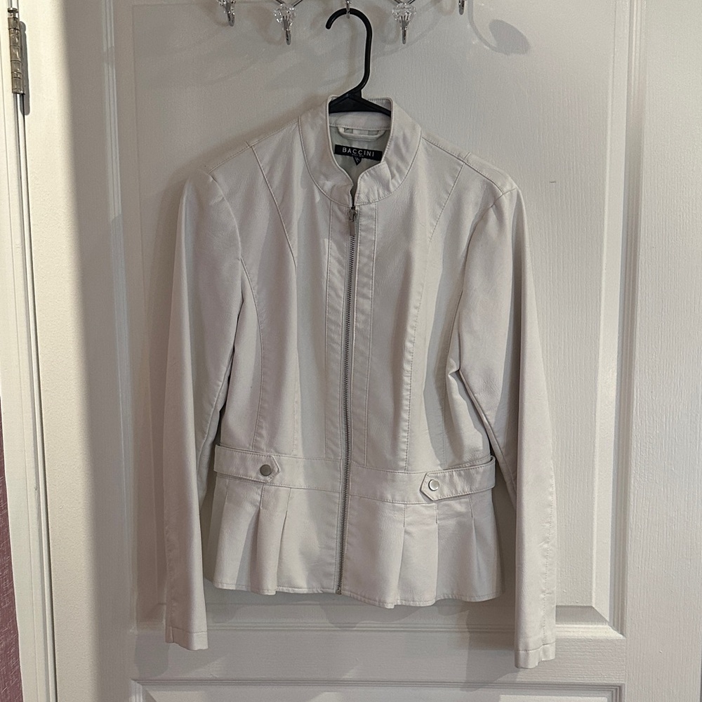 Baccini Cream Leather Jacket